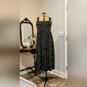 NEW 3X Long Blk Floral Dress